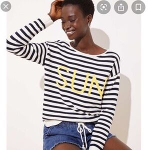 Loft Navy Striped Sun Sweater‎